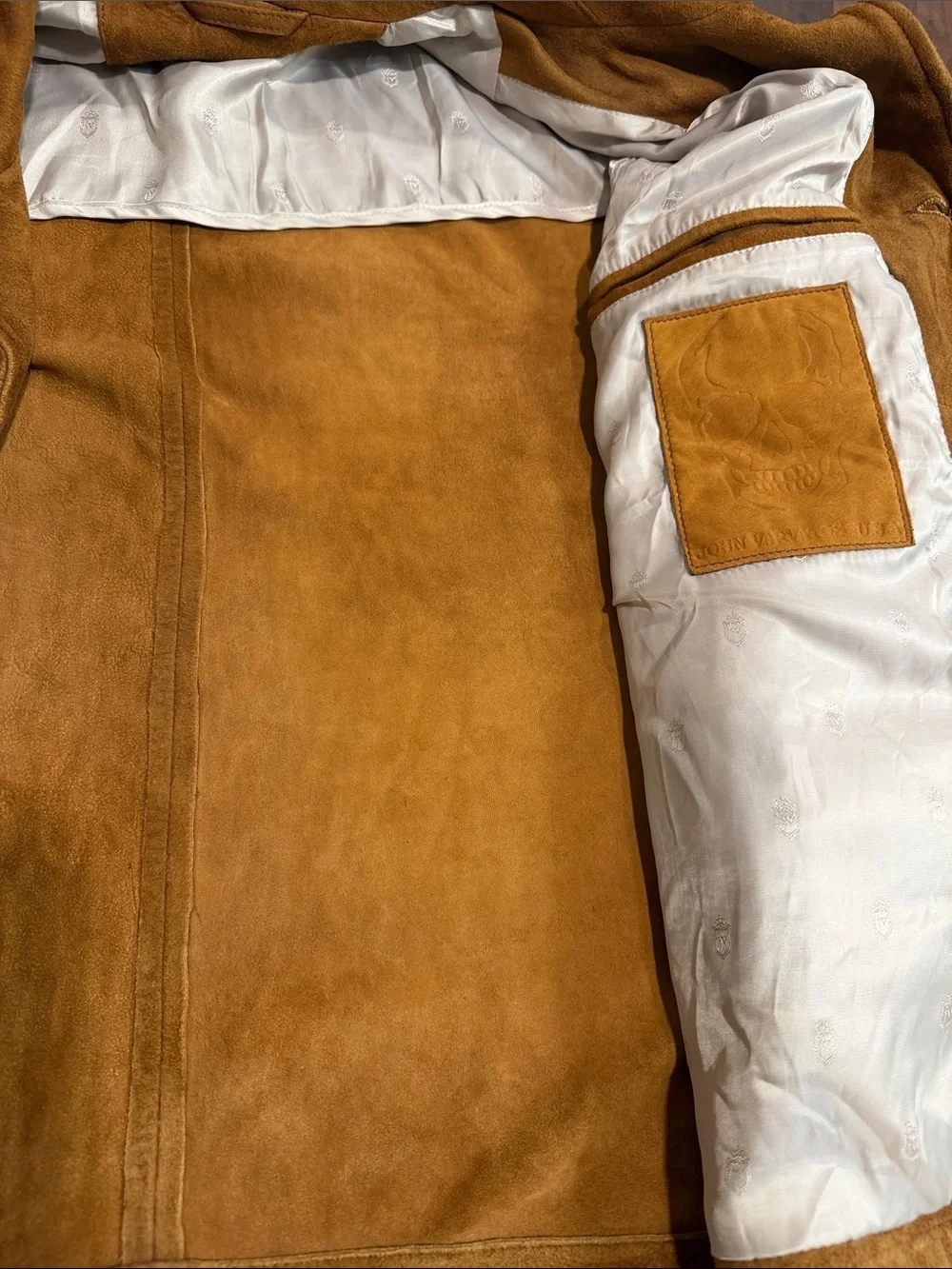 John Varvatos Suede Button-Front Jacket in Tan